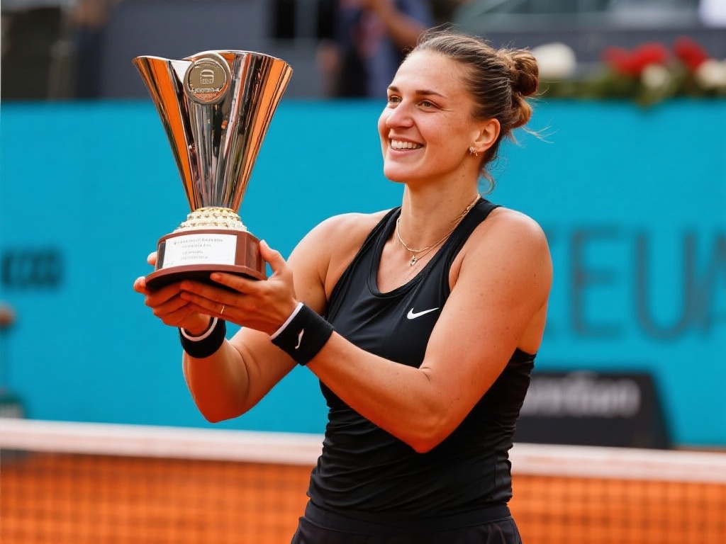 萨巴伦卡三度称霸马德里站女单冠军 在网球赛场上,每一次冠军的诞生都伴随着汗